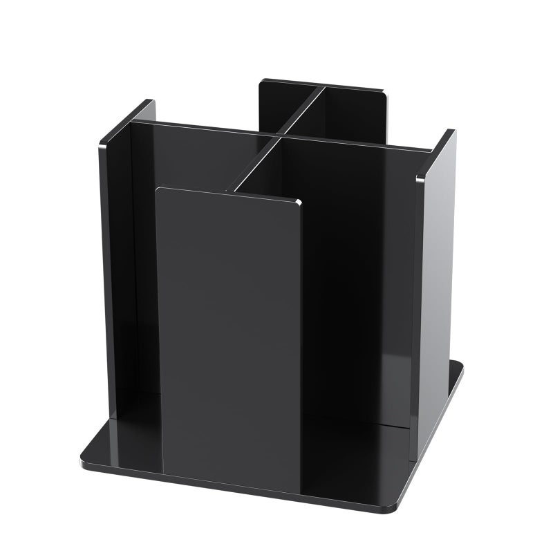 KOTEMON KOTEMON Cup and Lid Holder 4 Compartment Square  Rotating Coffee Cup Dispenser Lid Carousel for Restaurant Buffet Coffee Station Bar Countertop Black Acrylic
