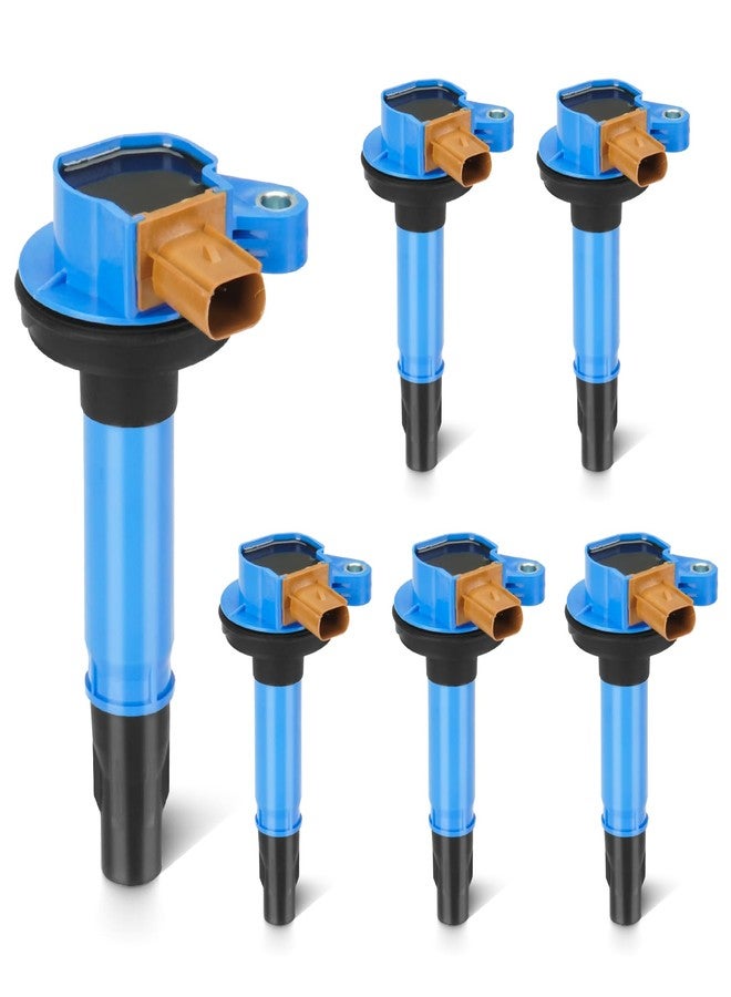 lacarier Blue Set of 6 Ignition Coil Pack Compatible with 15-17 Ford Expedition, 13-17 Explorer, 11-15 F-150, 13-16 Flex Taurus,15-17 Transit-150 250 350 HD, 13-16 Lincoln MKS MKT Replace DG549 - Image 1