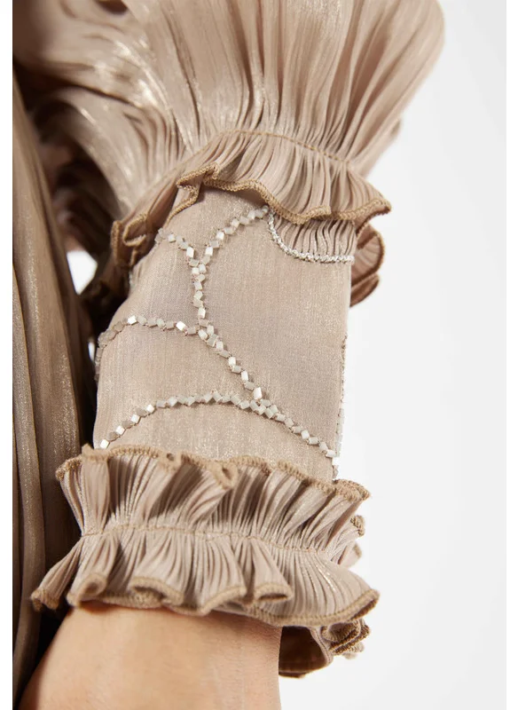 Amri Embellished Bishop Sleeve Flared Gown