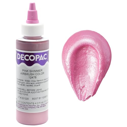 DecoPac Pink Shimmer Premium Airbrush Color Cake Decorations  Food Coloring  Airbrush Color  4 Fl Oz - Image 1