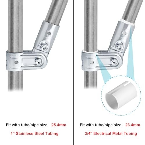 eoere 10 Sets Pivot Tee Pipe Fittings Connector T Adjustable Clamp, Fits OD 1.000" Round Tube and Fits 3/4" EMT - Image 2