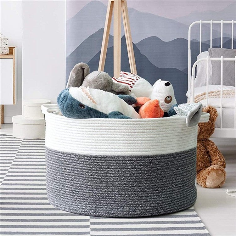 Cotton Rope Woven Dirty Clothes Basket Laundry Basket Sundry Children'S Toy Storage Basket Large Capacity Household Foldable - Image 4