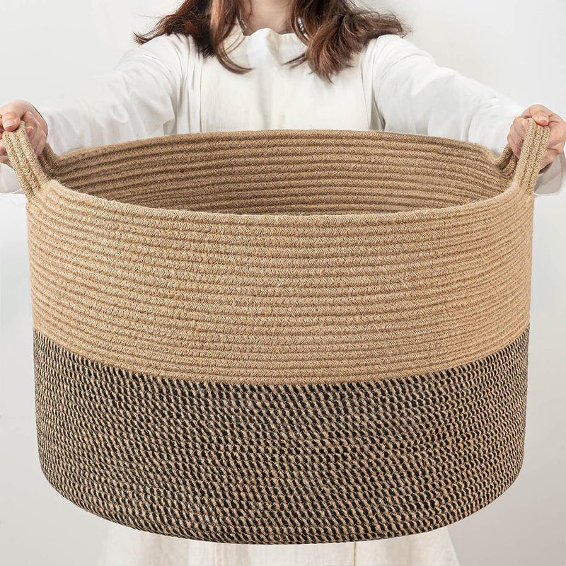 Cotton Rope Woven Dirty Clothes Basket Laundry Basket Sundry Children'S Toy Storage Basket Large Capacity Household Foldable - Image 3