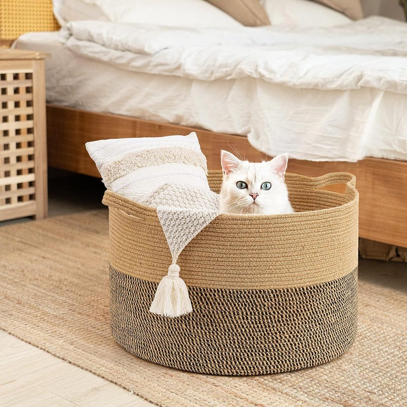 Cotton Rope Woven Dirty Clothes Basket Laundry Basket Sundry Children'S Toy Storage Basket Large Capacity Household Foldable - Image 2
