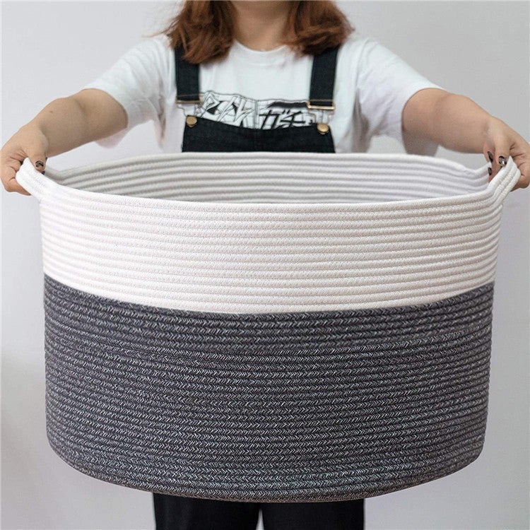 Cotton Rope Woven Dirty Clothes Basket Laundry Basket Sundry Children'S Toy Storage Basket Large Capacity Household Foldable - Image 5