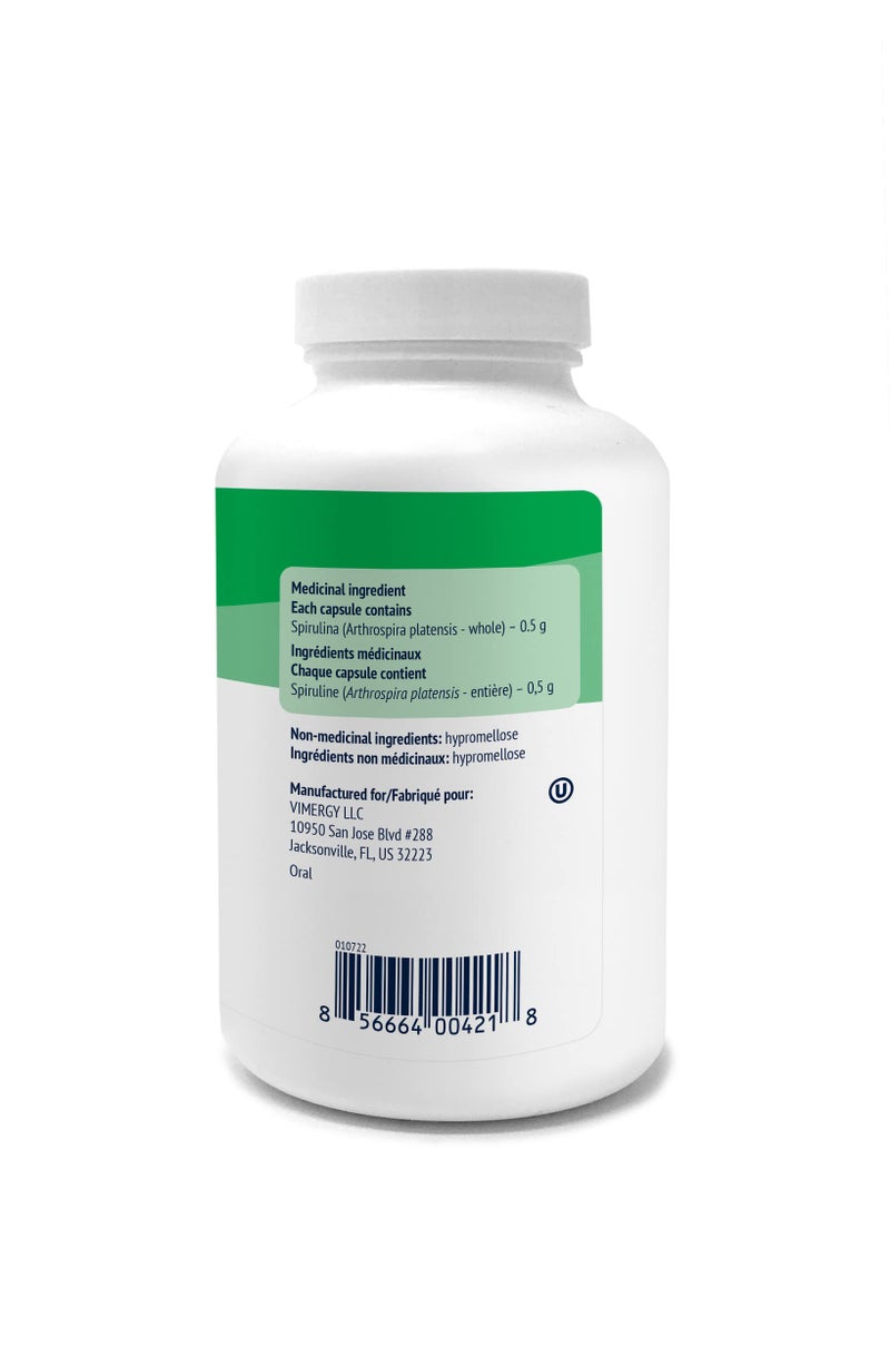 Vimergy Spirulina Capsules - Concentrated Plant Protein Supports Immune Health & Cardiovascular Function - Vegan, Kosher, Gluten-Free - 180 Capsules - Image 5