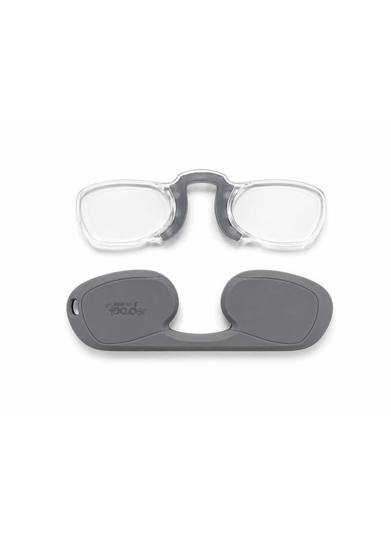 FIND MY Reader Rectangle Nose Clip-On Reading Glasses, Gray, Multiple Magnification Options (1.00x–3.00x) - Image 1