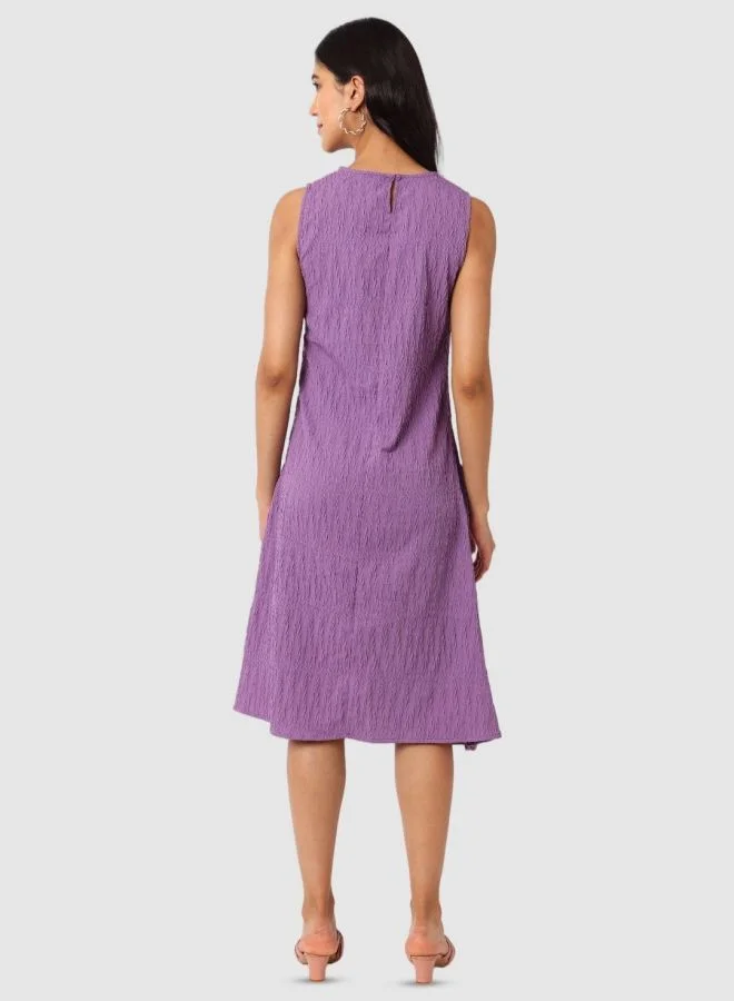 Freehand  Women Relaxed Fit Textured Scoop Neck Sleeveless Tiered Dress for Women | Best Price UAE