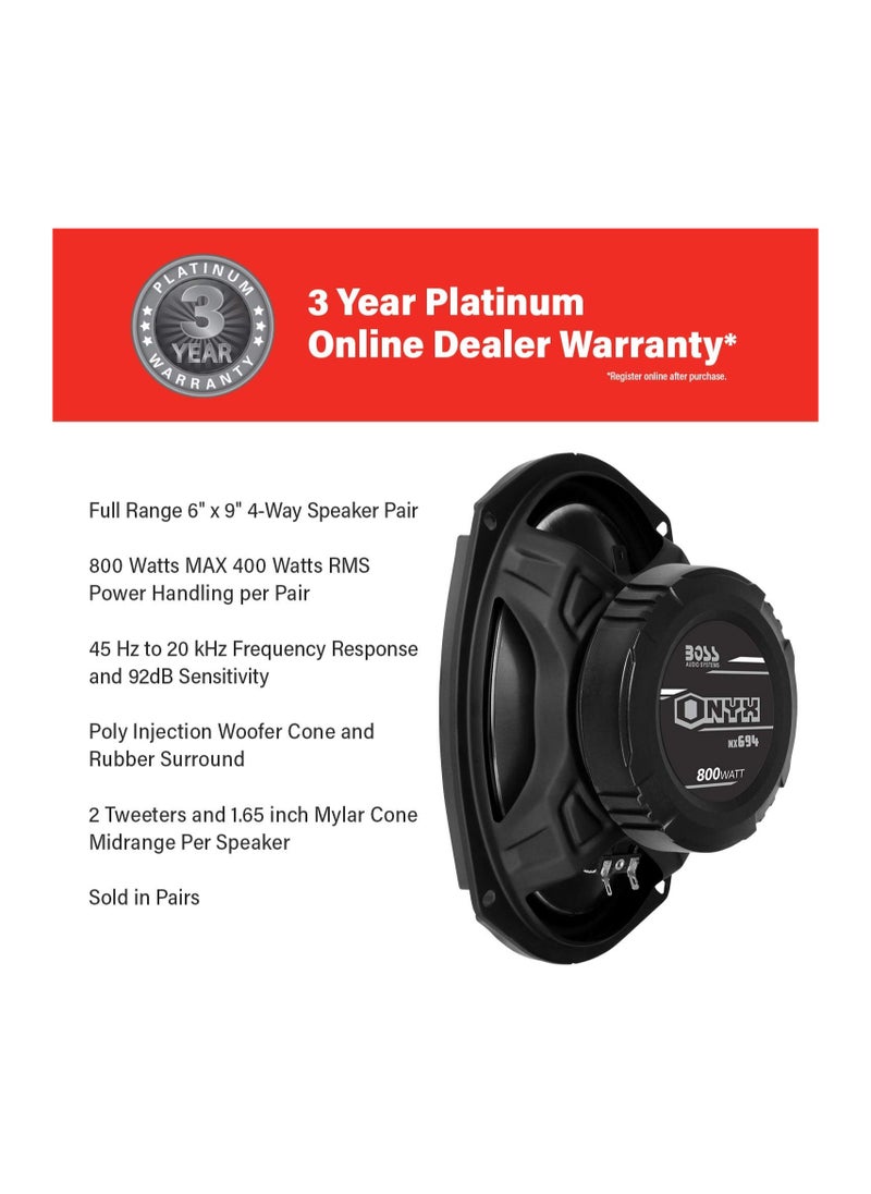 BOSS - Audio Systems NX694 Car Speakers - 800 Watts Per Pair, 400 Watts Each, 6 x 9 Inch, Full Range, 4 Way, Sold in Pairs - Image 1