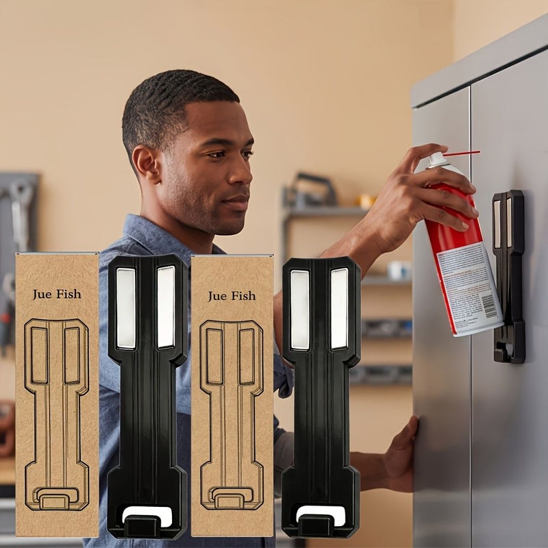 2 Pcs Black Magnetic Aerosol Can Holder Portable Wall Storage Rack Universal Shelving For Garage Workshop Toolbox Easy To Operate Set - Image 1
