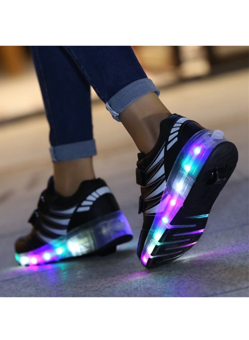 Kids Roller Skates Shoes USB Chargeable LED Light Up Shoes Wheels Roller Shoes Girls Sneakers Boys Best Gifts