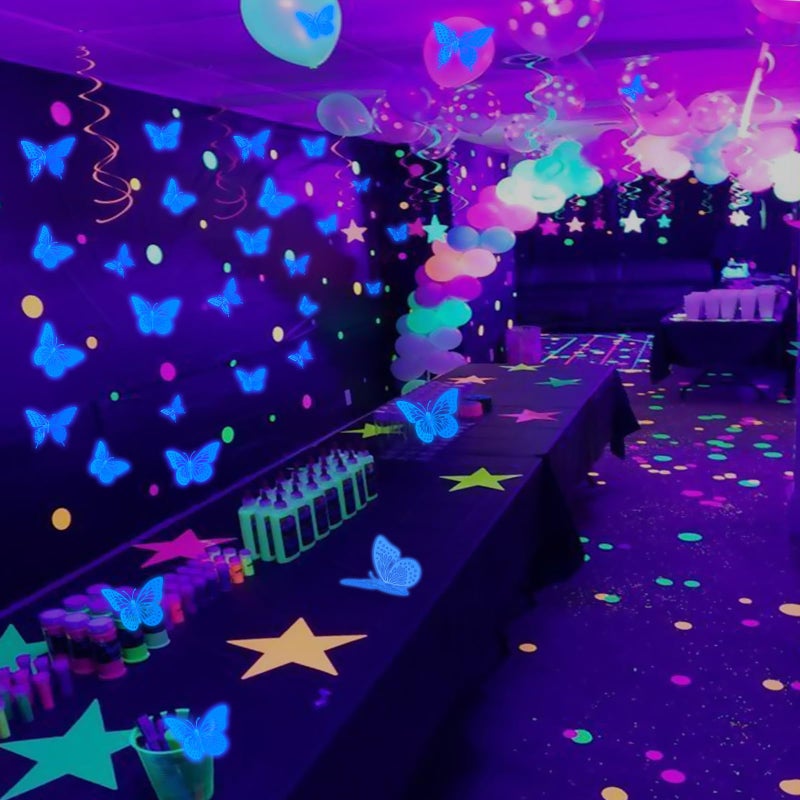 SAOROPEB Glow in The Dark 3D Butterfly 24 Pcs 3 Sizes, Luminous Butterfly Stickers for Ceiling or Wall, Glow in The Dark Party Supplies, Removable Luminous Stickers for Kids Babys Nursery (Blue) - Image 3
