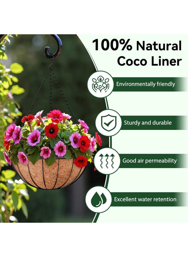 ZeeDix 3Pcs 14 Inch Coconut Liners for Planters, Round Hanging Basket Liners 100% Natural Coco Coir Basket Coco Replacement Liners for Hanging Basket Planters Flowers Vegetables(14in-3pcs) - Image 4