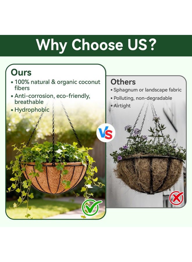 ZeeDix 3Pcs 14 Inch Coconut Liners for Planters, Round Hanging Basket Liners 100% Natural Coco Coir Basket Coco Replacement Liners for Hanging Basket Planters Flowers Vegetables(14in-3pcs) - Image 3