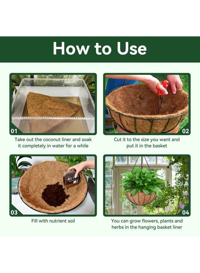 ZeeDix 3Pcs 14 Inch Coconut Liners for Planters, Round Hanging Basket Liners 100% Natural Coco Coir Basket Coco Replacement Liners for Hanging Basket Planters Flowers Vegetables(14in-3pcs) - Image 5