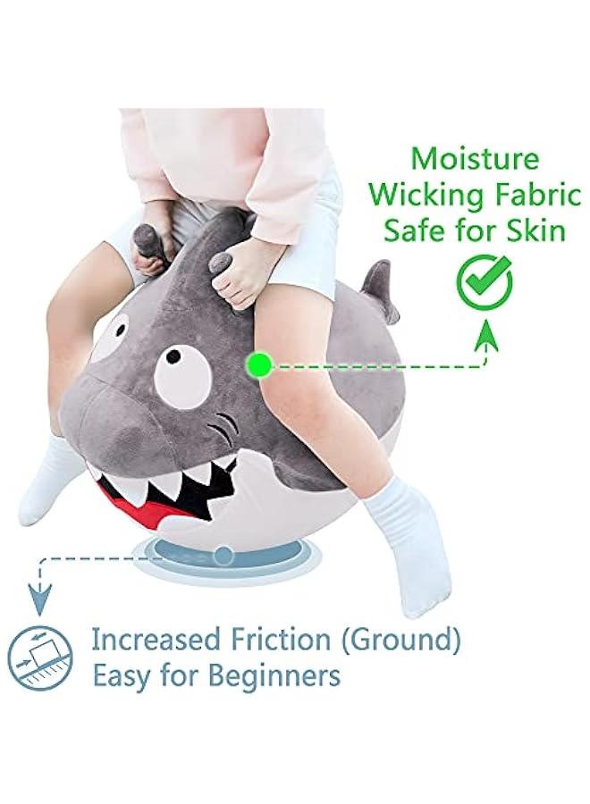 Generic Bouncy Pals Kids White Shark Hopper Ball, Toddler Ride on Bounce Toy, Outdoor Indoor Inflatable Jumping Animal W/Handle, Bouncing Hop Jumper, Birthday Gift for 2 3 4 5 Year Old Boy Girl  - Image 4