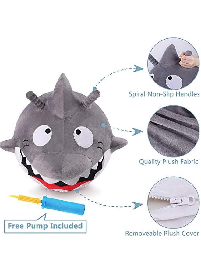 Generic Bouncy Pals Kids White Shark Hopper Ball, Toddler Ride on Bounce Toy, Outdoor Indoor Inflatable Jumping Animal W/Handle, Bouncing Hop Jumper, Birthday Gift for 2 3 4 5 Year Old Boy Girl  - Image 3