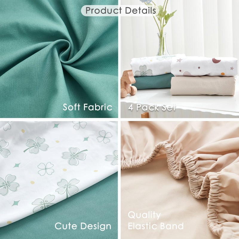 NacoMoco 4 Pack Bassinet Sheets - 33"x20" Bedside Bassinet Sheets for Baby Delight, Angelbliss, Maxi-COSI & Most Regular Size Bedside Sleeper | Ultra Soft & Skin Friendly Bassinet Fitted Sheets for Boys Girls - Image 5