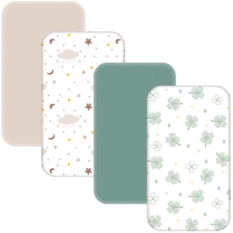 NacoMoco 4 Pack Bassinet Sheets - 33"x20" Bedside Bassinet Sheets for Baby Delight, Angelbliss, Maxi-COSI & Most Regular Size Bedside Sleeper | Ultra Soft & Skin Friendly Bassinet Fitted Sheets for Boys Girls - Image 1