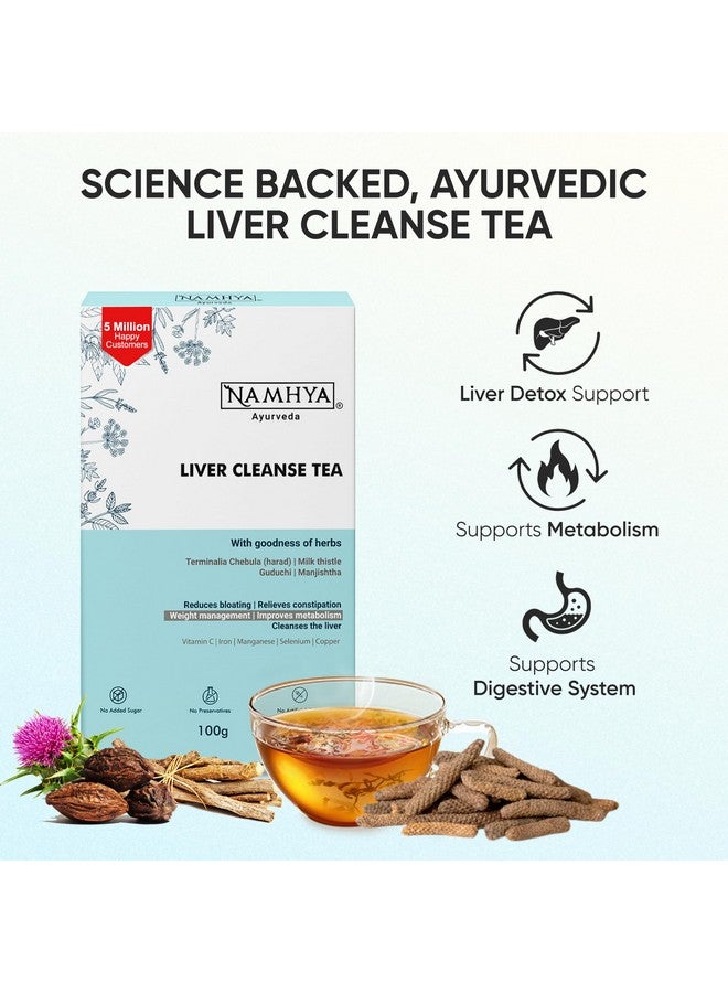 NAMHYA شاي تنظيف الكبد من ناميا | إزالة سموم الكبد | يساعد في إزالة سموم الكبد الدهني | شاي عشبي | محمل بالهارد، حليب الشوك والأعشاب الهندية الأيورفيدية 3.53 أونصة (100 جرام) - Image 2