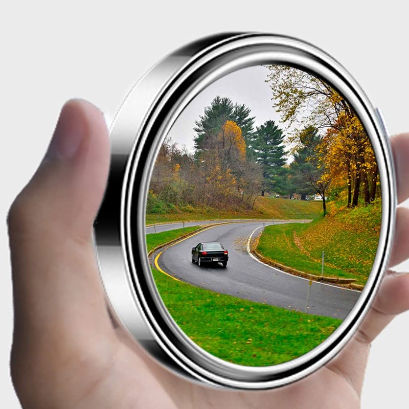 ESreake 2pc 3 Adjustable large Round Stickon Convex Spot Mirror big HD Glass Convex Rear View MirrorStrong Adhesive Blind Spot Mirror for Car Van SUV and Trucks 375mm Silver frame