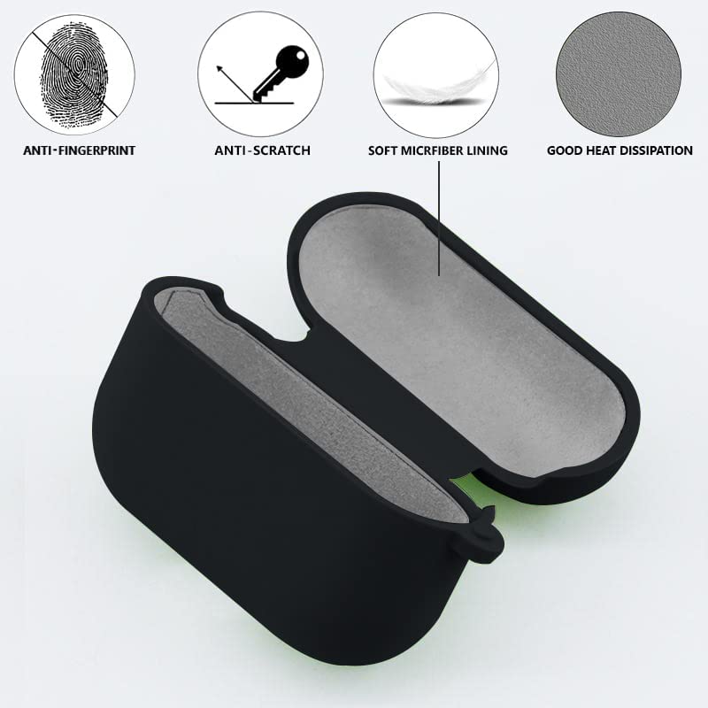 Boxome Case Cover for Apple AirPods Pro 1 | Silicone Case with Inner Microfiber Lining & Keychain Hook| Only for Apple Airpods | Gable Green - Image 3