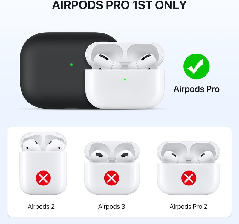 Boxome Case Cover for Apple AirPods Pro 1 | Silicone Case with Inner Microfiber Lining & Keychain Hook| Only for Apple Airpods | Gable Green - Image 2