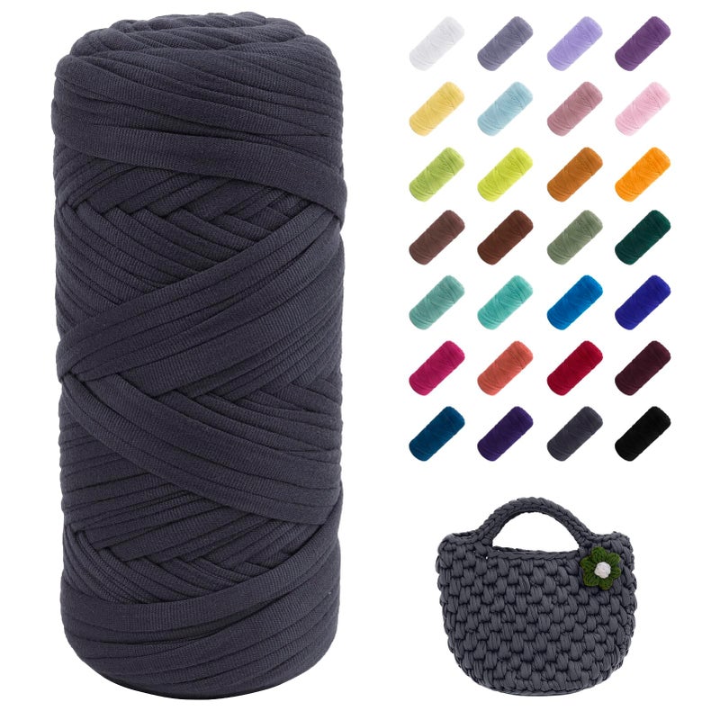 Uiopa TShirt Yarn 200g196ft Elastic Fabric Cloth Knitting T Shirt Yarn Dark Blue Thick Crochet Fabric Ribbon for Crocheting BagsBasketsRugs Home Decor DIY Crafts