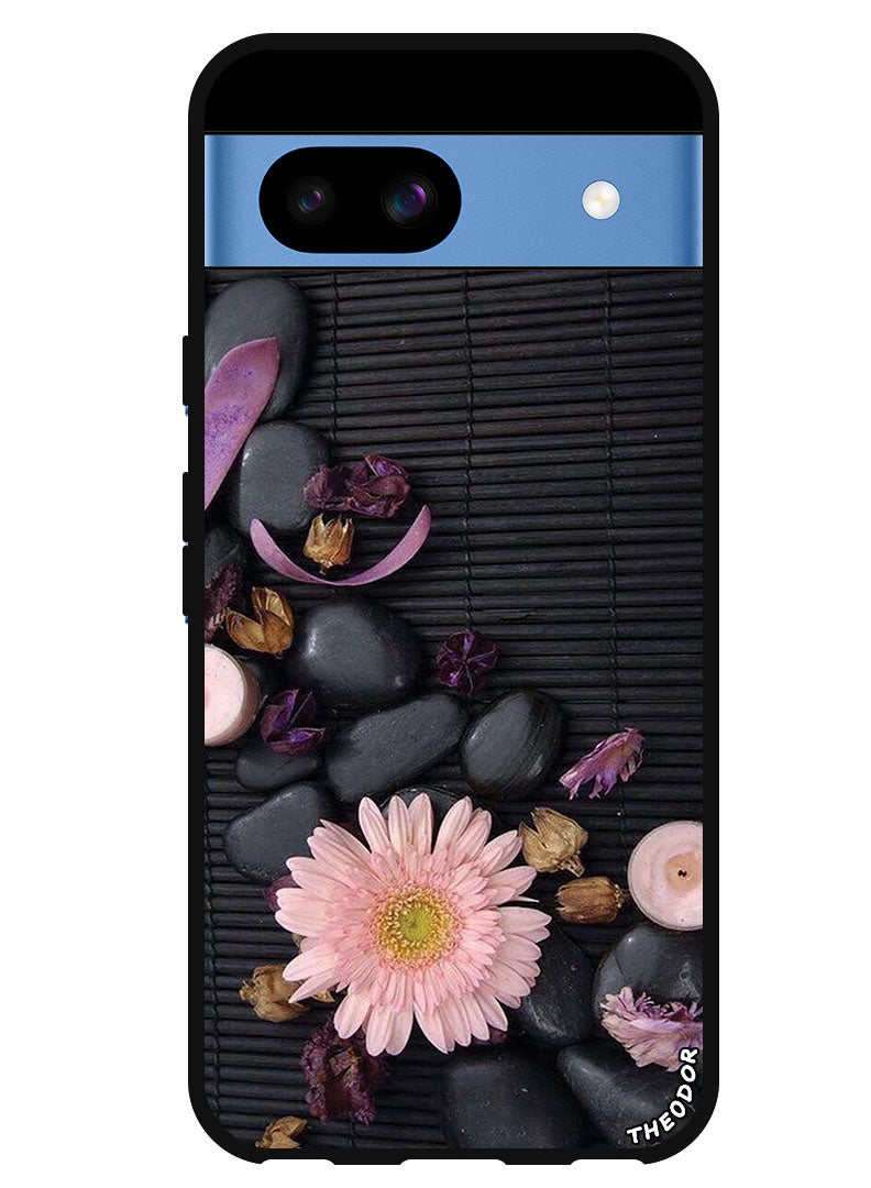 Theodor Protective Case Anti Scratch Shock Proof Bumper Cover For Google Pixel 8a Flowers & Stones - Image 1
