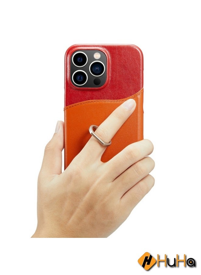 Generic - Case Cover For iPhone 15 Pro Fierre Shann Oil Wax Texture Genuine Leather Back Cover Phone Case Red - Image 1