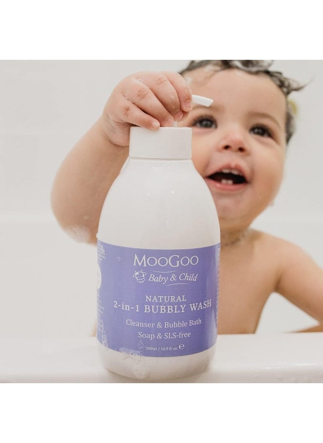MOOGOO MooGoo 2-in-1 Bubbly Wash - Natural Baby Cleanser & Bubble Bath, Baby Body Wash & Shampoo, Soap, SLS, Fragrance-Free, Dermatologically Tested, Gentle for Sensitive Skin, 500ml/16.9 fl.oz.  - Image 2