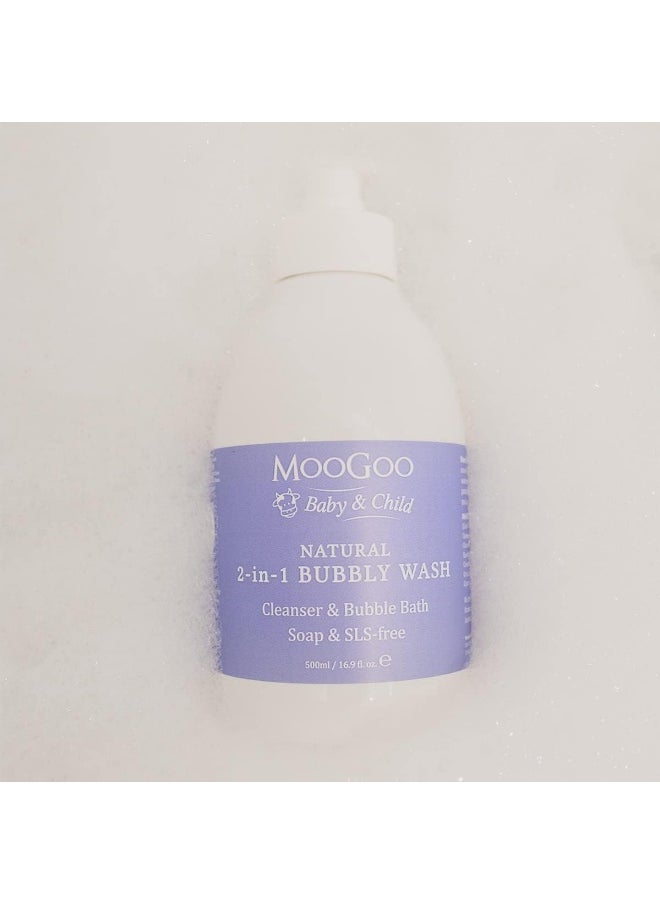 MOOGOO MooGoo 2-in-1 Bubbly Wash - Natural Baby Cleanser & Bubble Bath, Baby Body Wash & Shampoo, Soap, SLS, Fragrance-Free, Dermatologically Tested, Gentle for Sensitive Skin, 500ml/16.9 fl.oz.  - Image 3