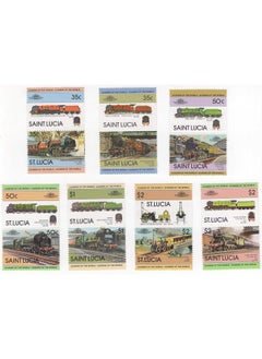 Mahaphilla Mahaphilla ~ Saint Lucia Leaders of The World Transport Railway Locomative Engine 7 Diff Pair MNH/Unused Stamps ~ Multi Color  - Image 2
