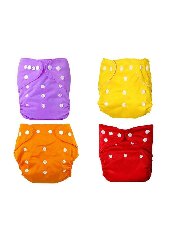The Little Lookers - Baby Cloth Diapers Cotton Pocket Diapers Adjustable Reusable & Washable Cloth Diaper For Newborn Babies Infants Toddlers ; Age 0 To 18 Months ; Pack Of 4 (Random Color) - Image 1