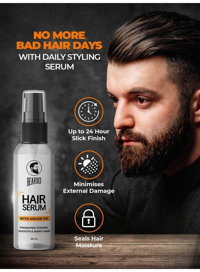 BEARDO Hair Serum, 50 Ml | Serum For Men | Serum For Hair Smoothing | Argan Oil & Almond Oil | Adds Shine | Daily Use| For All Hair Types | Frizz Free Hair - Image 3