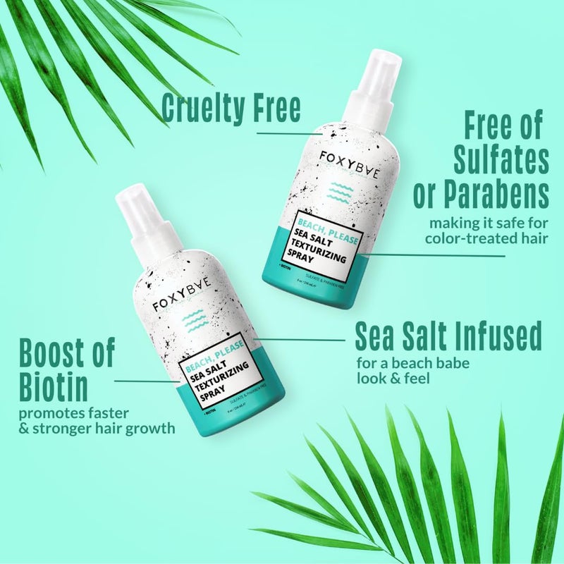 FoxyBae Sea Salt Spray - Texture Spray for Hair Texturizing & Volumizing with Biotin for Growth & Thickening - Wavy Hair Products for Men & Women - 8 Fl Oz - Image 4
