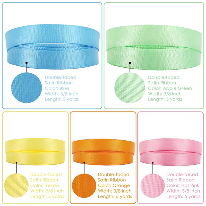 MEEDEE Pastel Rainbow Ribbon Pastel Ribbon Assortment Satin Rainbow Colored Ribbon 3/8" X 50 Yards Pastel Ribbons for Crafts Thin Ribbon for Gift Wrapping Party Decoration DIY Handmade Hair Bows - Image 5