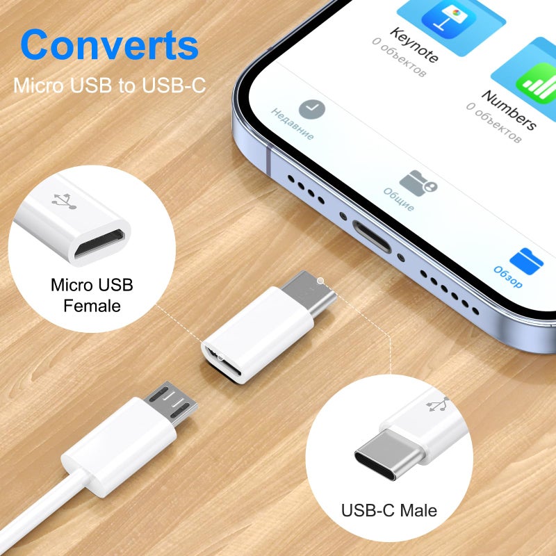Vanjua 4 Pack Micro USB to USB C Adapter, Micro-USB Female to USB-C Male OTG Adapter Compatible with Samsung Galaxy S10 S9 S8 Plus Note 9 8, MacBook, LG V30 G5 G6, Moto Z2 Play Type-C Phones, Tablets (White) - Image 3