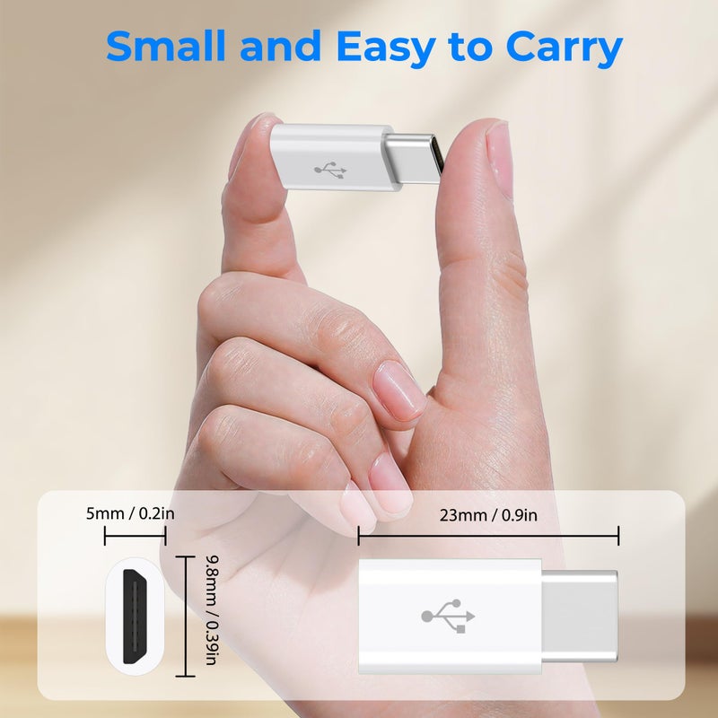 Vanjua 4 Pack Micro USB to USB C Adapter, Micro-USB Female to USB-C Male OTG Adapter Compatible with Samsung Galaxy S10 S9 S8 Plus Note 9 8, MacBook, LG V30 G5 G6, Moto Z2 Play Type-C Phones, Tablets (White) - Image 5