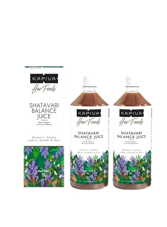 Kapiva Her Foods Shatavari Balance – 1L (Pack of 2) | Supports Hormonal Balance & Healthy Cycles | 100% Ayurvedic, Natural & Non-Hormonal Women’s Wellness Drink | Her Care Juice - Image 1