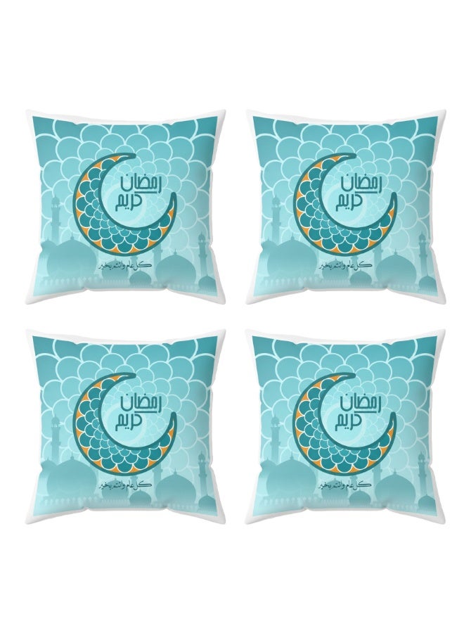 غطاء وسادة رمضاني مزخرف بتصميم رمضاني أنيق، 4 قطع (43*43 سم)، غطاء وسادة بنقوش إسلامية للأريكة وغرفة المعيشة، ديكور منزلي احتفالي لشهر رمضان، غطاء وسادة أنيق للمنزل والهدايا - Image 1