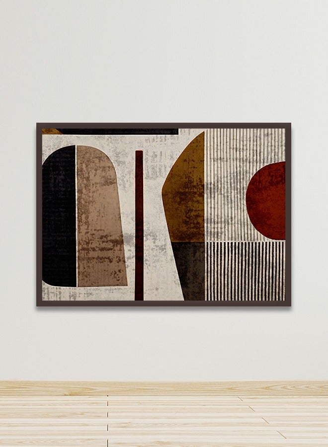 ماركتنا لوحة جدارية قماشية فنية لتزيين الحائط بتصميم الفن البوهيمي مع برواز بني مجوف مقاس 120x80سم قطعة واحدة - Image 1