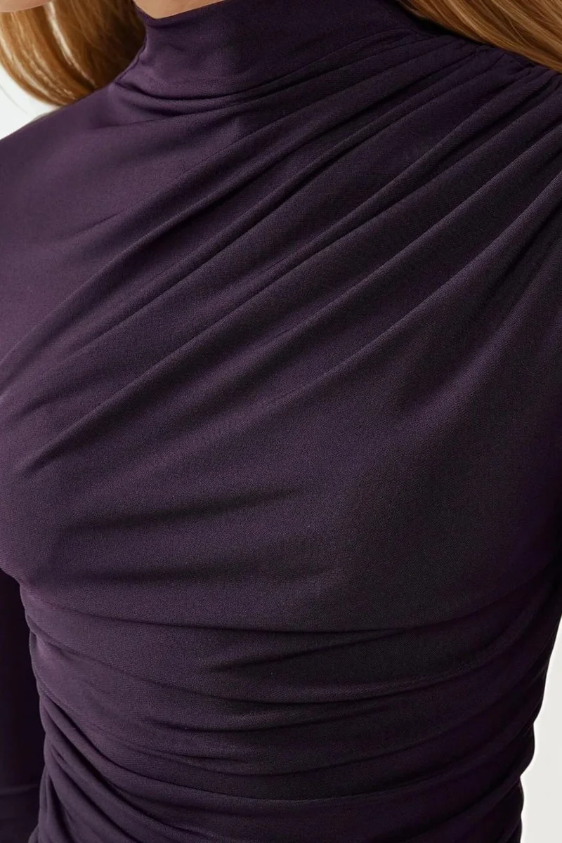 Hiccup High Collar Drape Detail Blouse
