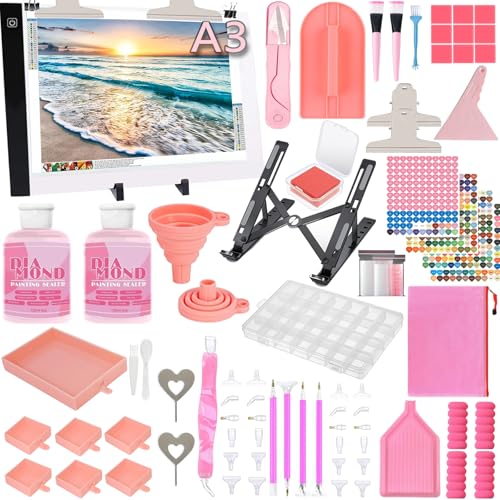 XEUZK All-Inclusive Diamond Art Accessories Kit with A3 DiamondPainting Light Pad Kit, Light Board for Painting Accessories, Bead Organizers & 5D Painting Tools Set for Full Drill & Partial Drill Art - Image 1