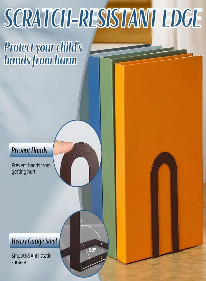 Chunful 6 Pcs Modern Metal Book Ends for Shelves Decorative Small Bookends Book Shelf Organizer Minimalist Design Stopper to Hold Books for Home Office (Bronze,5.5 * 3.75 * 2.25inch) - Image 4