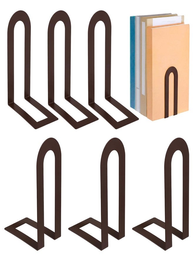 Chunful 6 Pcs Modern Metal Book Ends for Shelves Decorative Small Bookends Book Shelf Organizer Minimalist Design Stopper to Hold Books for Home Office (Bronze,5.5 * 3.75 * 2.25inch) - Image 1