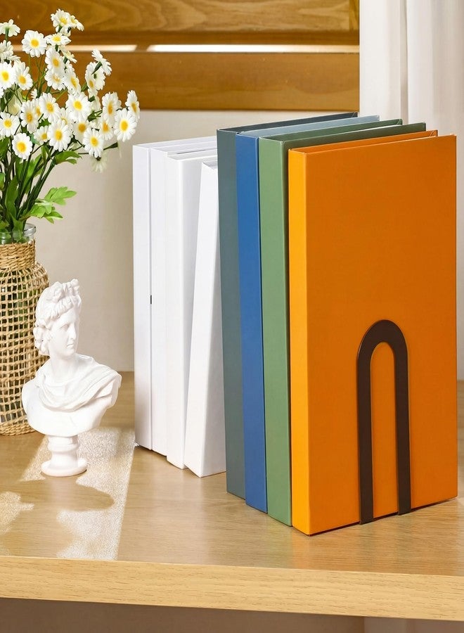 Chunful 6 Pcs Modern Metal Book Ends for Shelves Decorative Small Bookends Book Shelf Organizer Minimalist Design Stopper to Hold Books for Home Office (Bronze,5.5 * 3.75 * 2.25inch) - Image 5