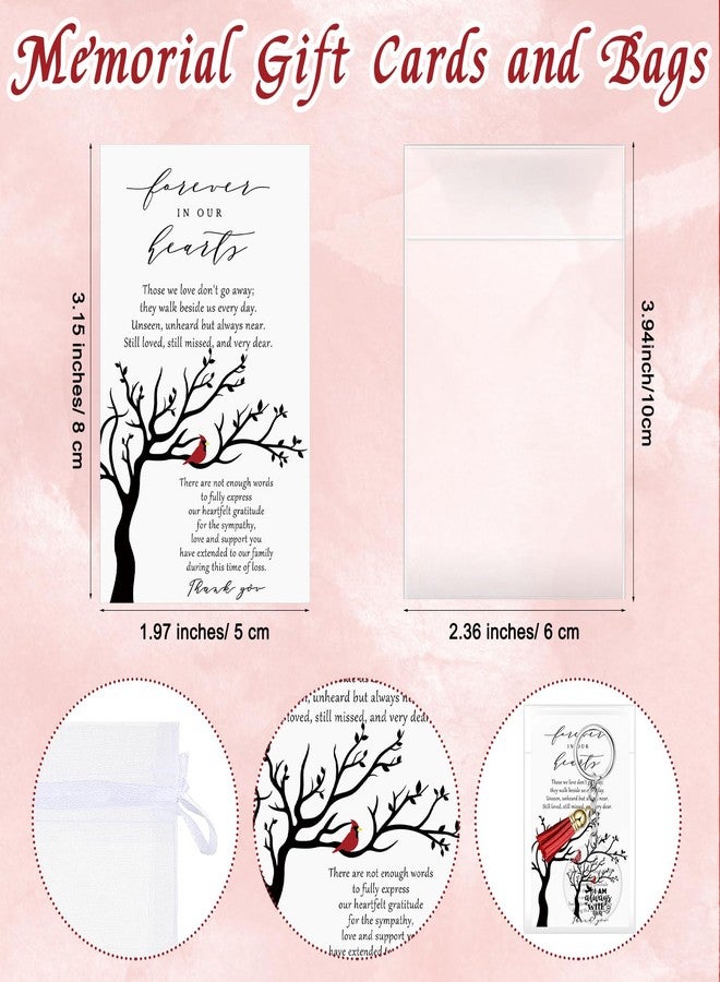 Landical 50 Sets Cardinal Funeral Favor, Cardinal Celebration of Life Favor for Memorial, Keychain with Tassel, Card and Gift Bag - Image 3