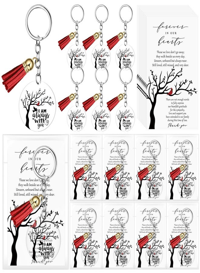 Landical 50 Sets Cardinal Funeral Favor, Cardinal Celebration of Life Favor for Memorial, Keychain with Tassel, Card and Gift Bag - Image 1
