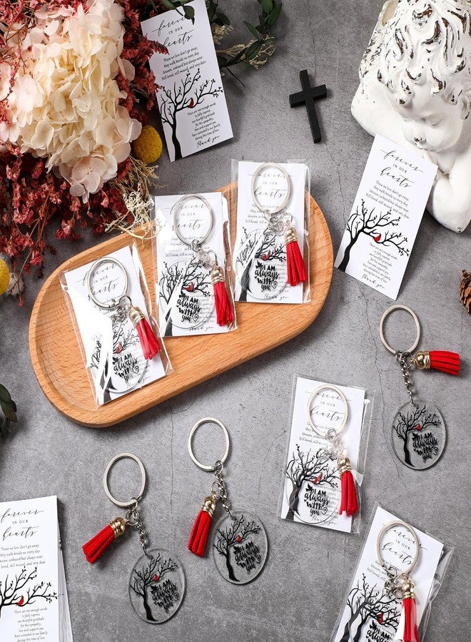 Landical 50 Sets Cardinal Funeral Favor, Cardinal Celebration of Life Favor for Memorial, Keychain with Tassel, Card and Gift Bag - Image 5